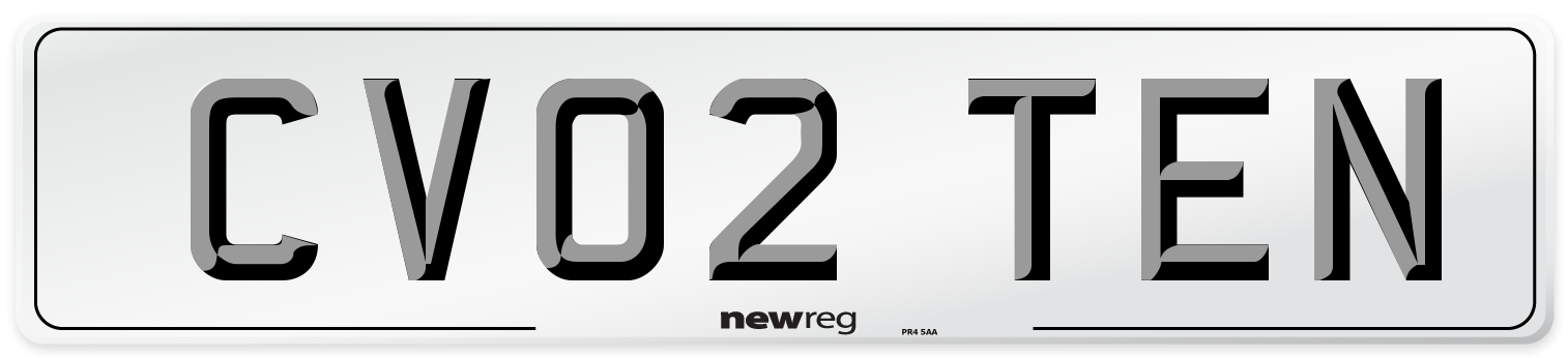CV02 TEN Number Plate from New Reg